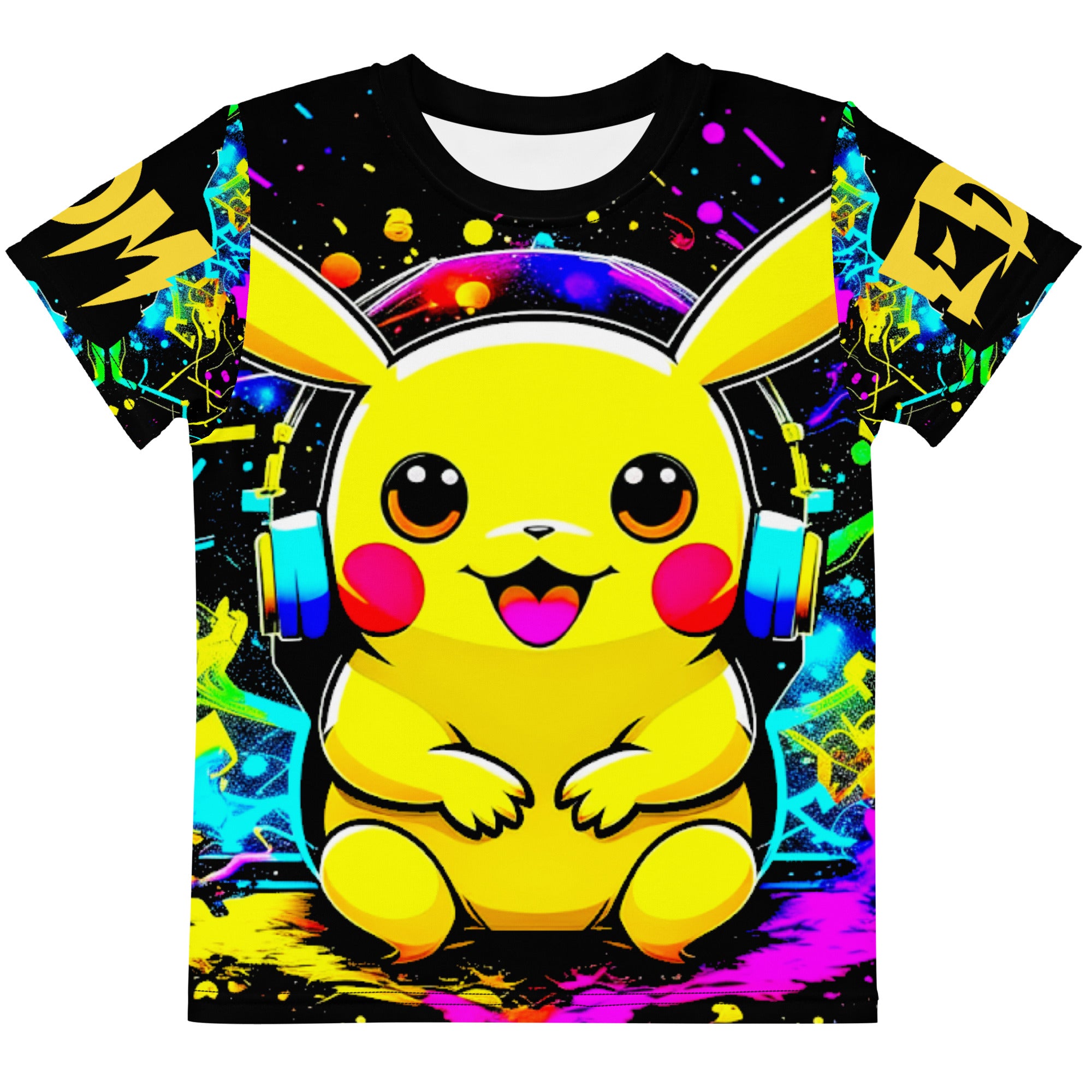toddlers all over print t-shirt inspired by pikachu rave inspired  design. Perfect for toddler and parents who love rave culture