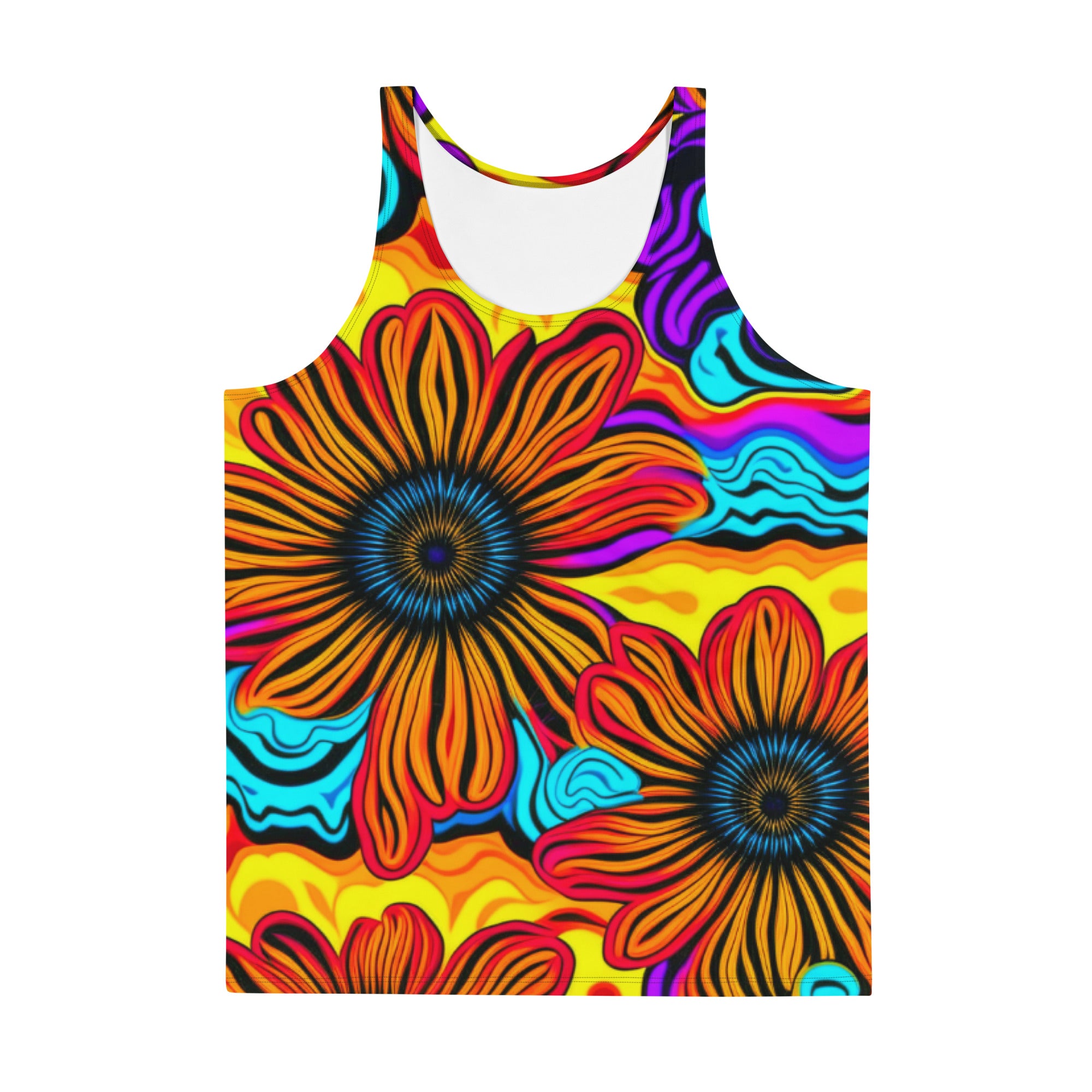 Add an electrifying touch to your rave outfit with our TRIPPY DAISY TANK TOP for men. Made with high-quality materials, it offers both comfort and style. Perfect for any music festival, it will keep you looking and feeling cool all night long.