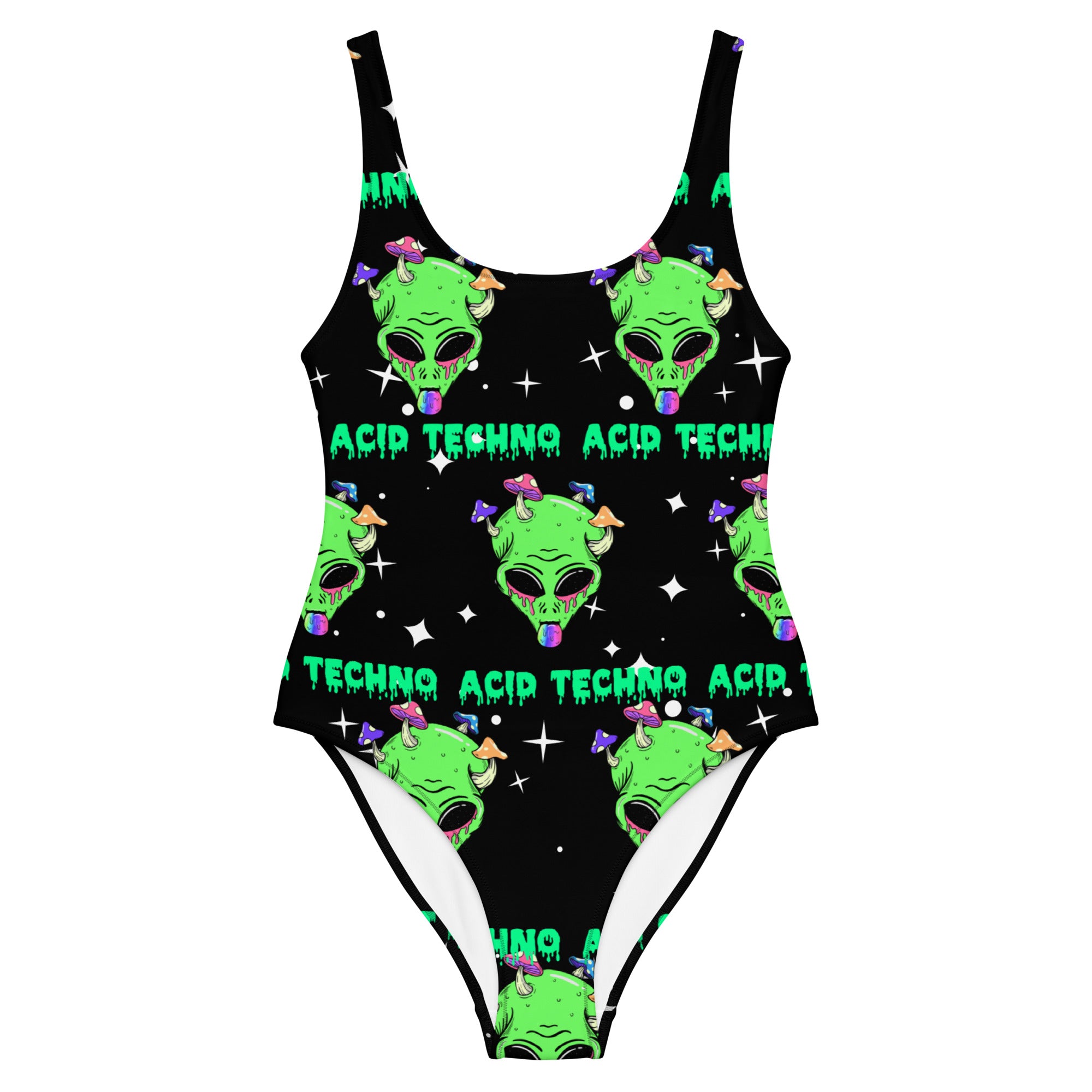 This BLACK ACID TECHNO RAVE BODYSUIT is the perfect choice for any festival or rave. Made from comfortable, high-quality fabric, this bodysuit allows you to cut a stylish figure while you dance the night away. Its black vibrant alien techno design is sure to turn heads.