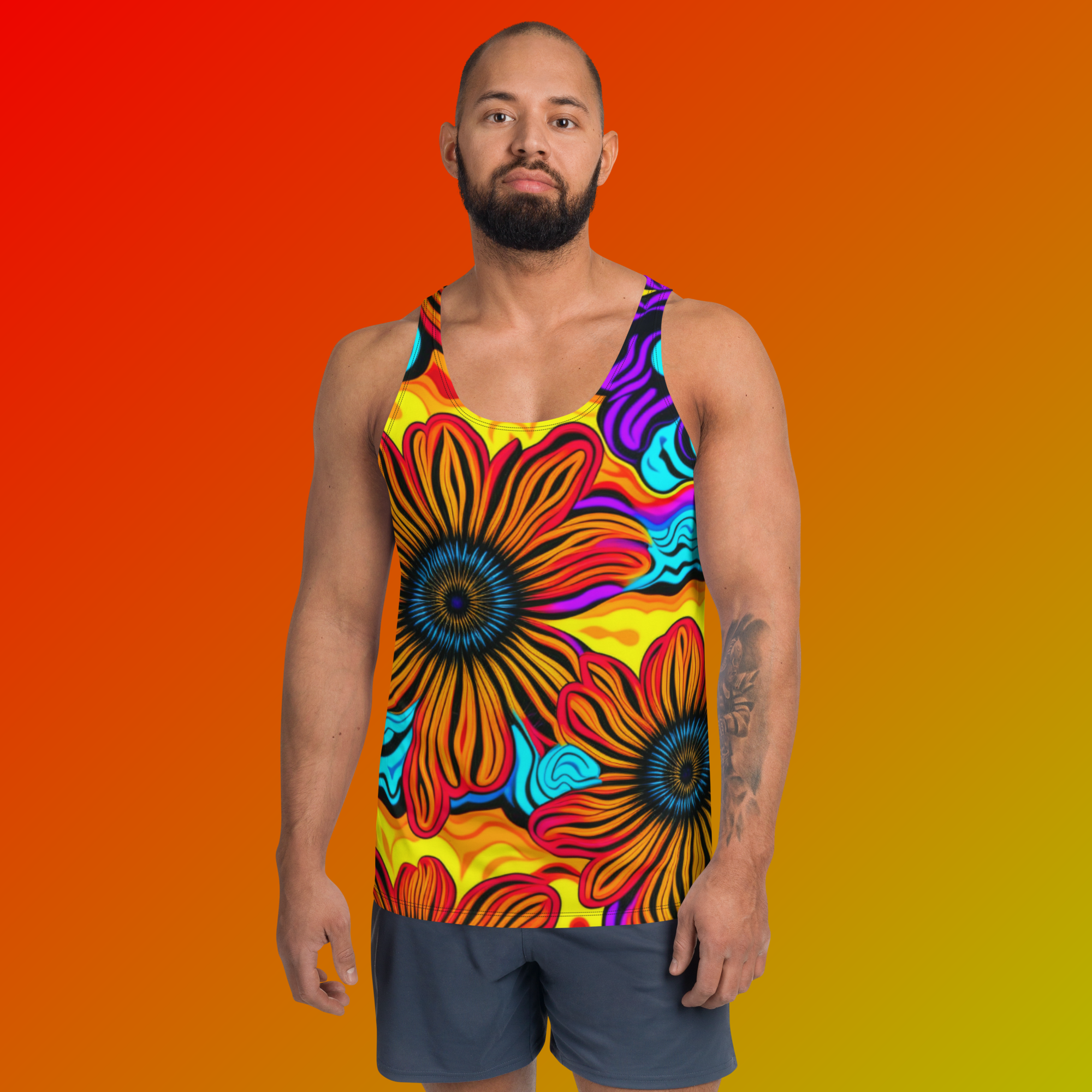 Add an electrifying touch to your rave outfit with our TRIPPY DAISY TANK TOP for men. Made with high-quality materials, it offers both comfort and style. Perfect for any music festival, it will keep you looking and feeling cool all night long.