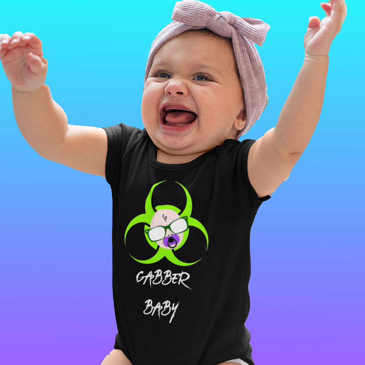 Gaber Baby onesie rave inspired design.