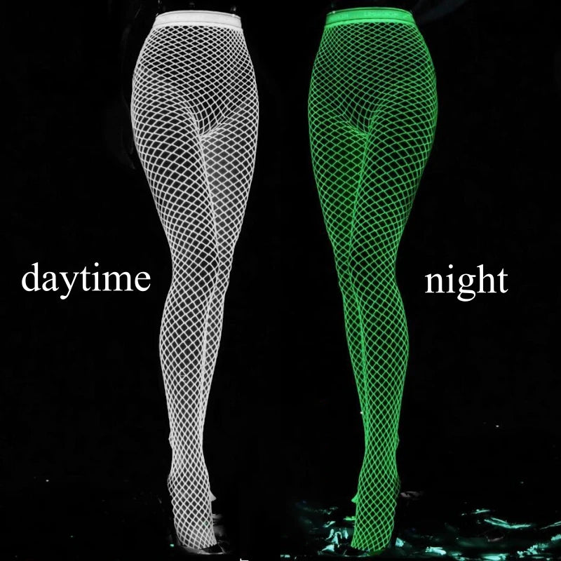 Rave glow in the dark fishnet stocking women's 