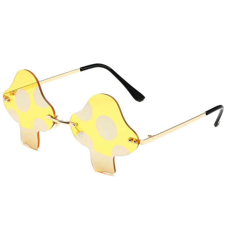 Yellow mushroom rave festival sunglasses for men and women