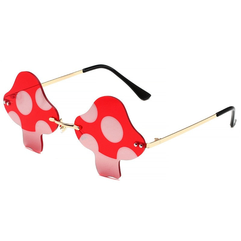 Red mushroom rave festival sunglasses for men and women